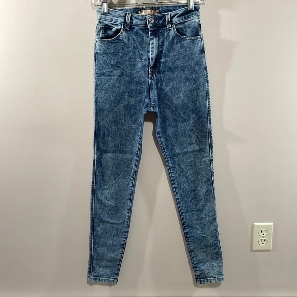 Bershka High Rise Skinny Acid Wash Denim Jeans 6